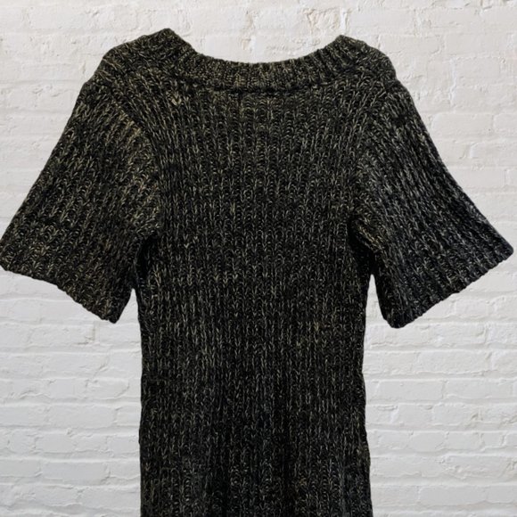 GERI C -- Mini Sweater Dress, Long Sweater, Gray Cable-Knit, Elbow Length Sleeve - Picture 11 of 13